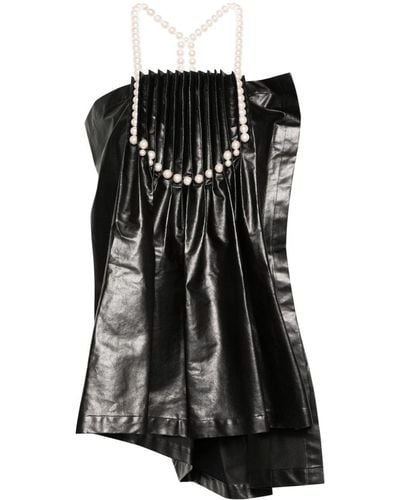 Junya Watanabe Blouse plissée à détails de perles - Noir