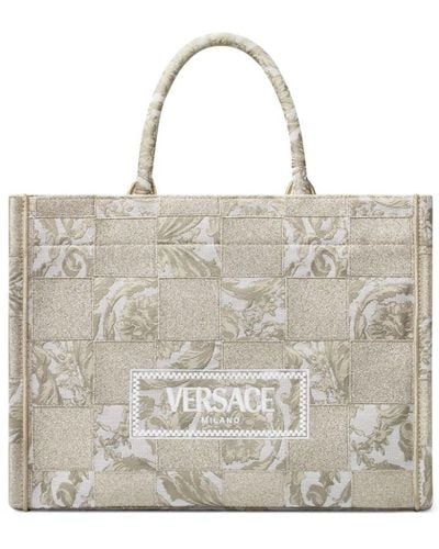 Versace Athena Barocco-jacquard Tote Bag - Gray