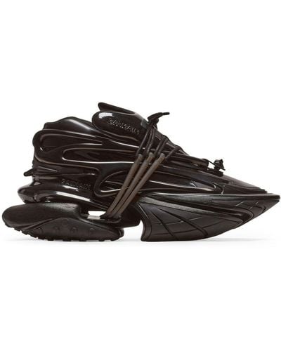 Balmain Sneakers de cuero de cabra noir con diseño en capas - Negro