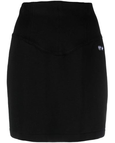 Chiara Ferragni Eyelike-motif High-waist Skirt - Black