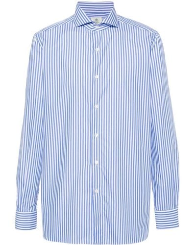 Luigi Borrelli Napoli Striped Cotton Shirt - Blue