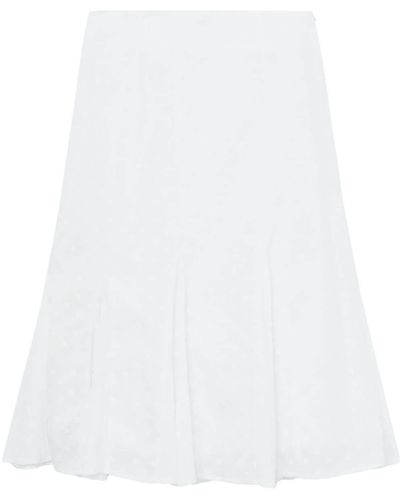 YUHAN WANG Floral-embroidered Cotton Midi Skirt - White