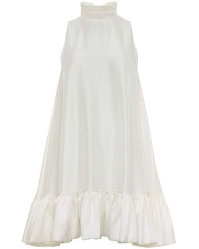 Azeeza Alcott Ruffled Silk Minidress - White