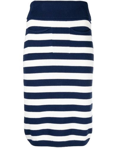 KENZO Blue Rock Striped Midi Skirt