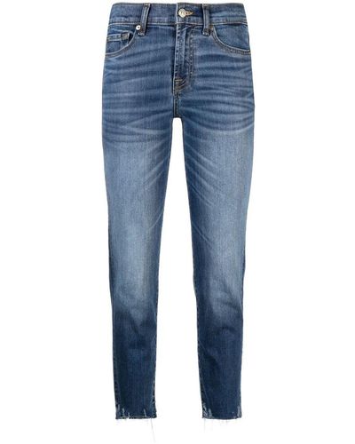 7 For All Mankind Cropped Slim-cut Jeans - Blue