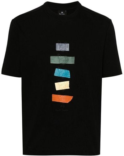 PS by Paul Smith Taped Bunnies Organic-cotton T-shirt - Black