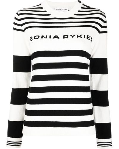 Sonia Rykiel Jersey a rayas con logo en jacquard - Blanco