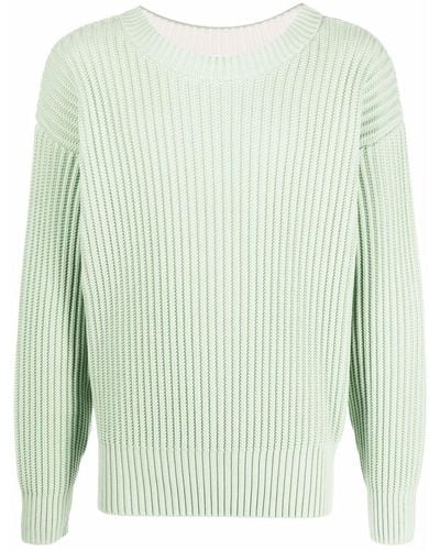 Ami Paris Crew-neck Rib-knit Sweater - Green