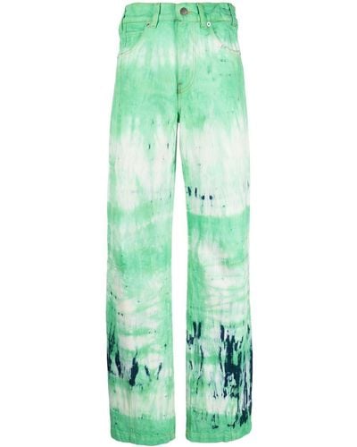 DARKPARK Tie-dye Wide-leg Jeans - Green
