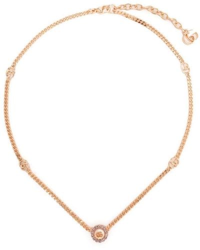 Gucci Double G Crystal-embellished Necklace - Natural