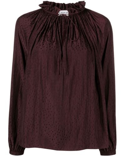 Lanvin Ruffle-detailed Flared Blouse - Brown
