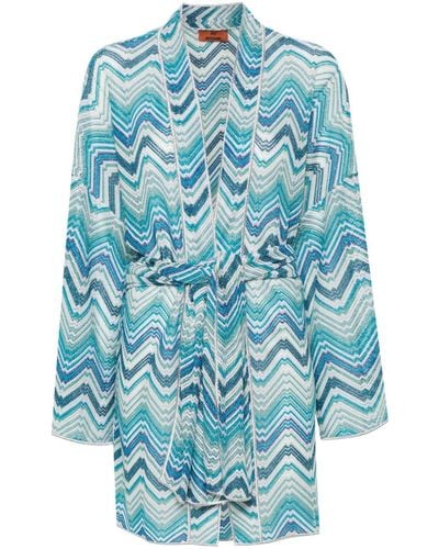 Missoni Belted Open-knit Beach Cover-up - Blue
