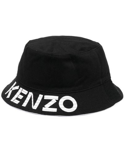 KENZO Sombrero de pescador reversible con logo - Negro
