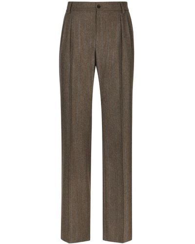 Dolce & Gabbana Pinstripe Wide-leg Flannel Pants - Grey