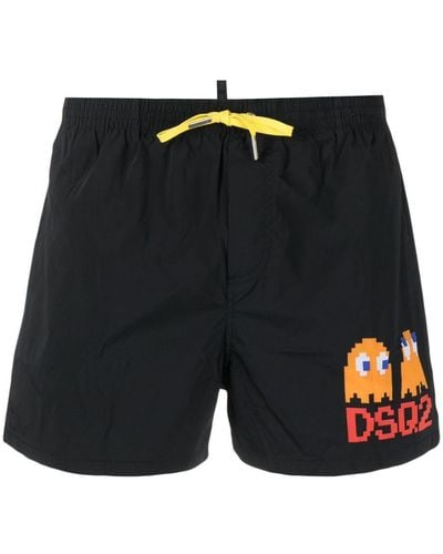 DSquared² X Pac-Man short de bain à logo imprimé - Noir