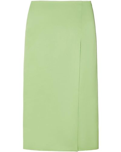 Tory Burch Silk Wrap Midi Skirt - Green