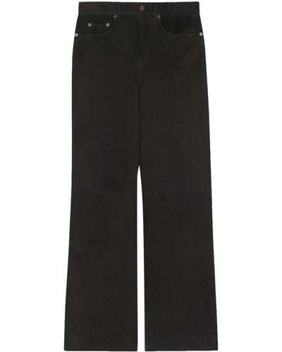Saint Laurent Pantalones anchos de talle bajo - Negro