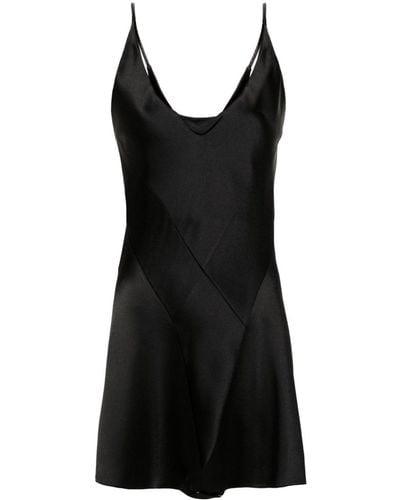 Maison Margiela Four-stitch Logo Satin Playsuit - Black