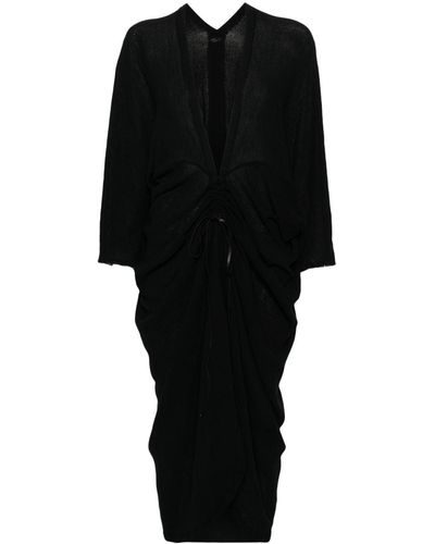Caravana Robe mi-longue drapée à col v - Noir
