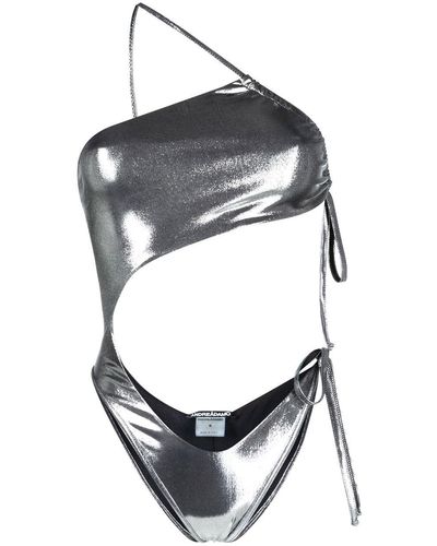 ANDREADAMO Asymmetric Metallic Swimsuit - Gray