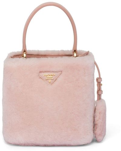 Prada Panier Shearling Mini Bag - Pink