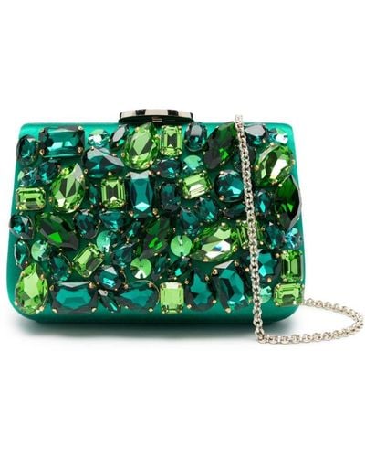Giambattista Valli Crystal-embellished Clutch Bag - Green