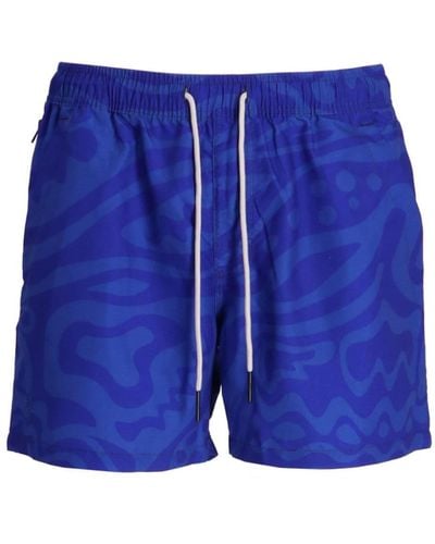 Oas Abstract-print Swim Shorts - Blue