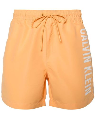 Calvin Klein Logo-print Swim Shorts - Orange