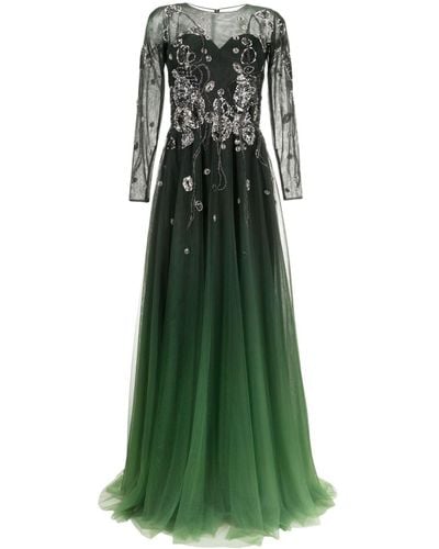 Saiid Kobeisy Gradient-effect Beaded Tulle Gown - Green