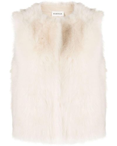 P.A.R.O.S.H. Shearling Round-neck Gilet - Natural