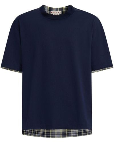 Marni チェック パネル Tシャツ - ブルー
