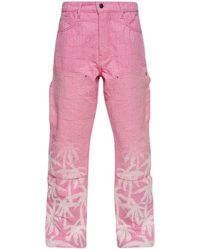 Amiri X The Webster Jeans Met Palmboomprint - Roze