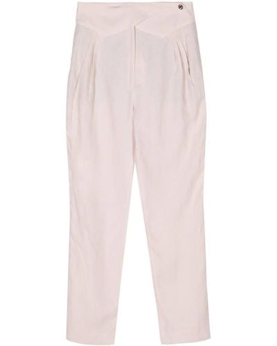 Blazé Milano Tapered-leg Linen Pants - Pink