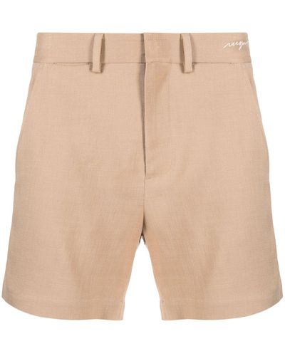 MSGM Logo-embroidered Mid-rise Shorts - Natural