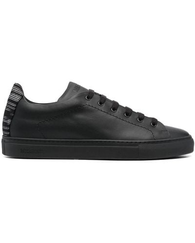 Missoni Woven-heel Counter Leather Sneakers - Black