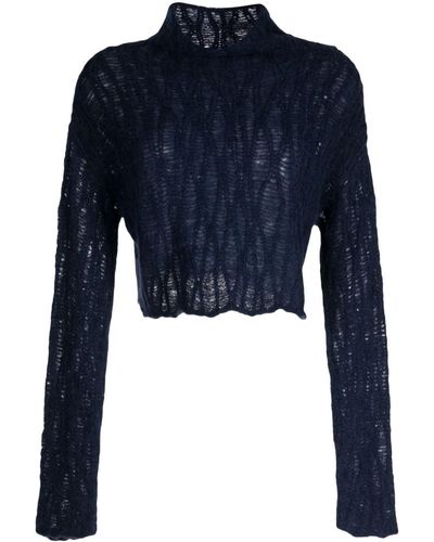 Voz Manos Cable High-neck Sweater - Blue