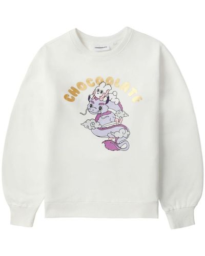 Chocoolate Year Of The Dragon Cotton-blend Sweatshirt - White