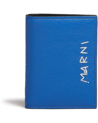 Marni Logo-embroidered Bi-fold Wallet - Blue