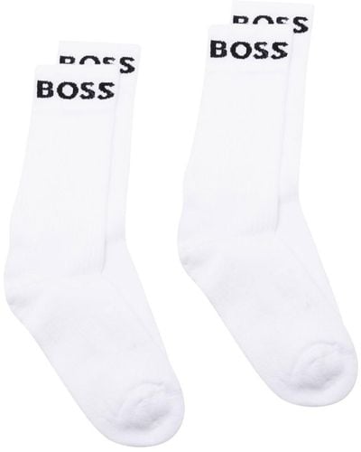 BOSS Logo-print Detail Sock Pack - White