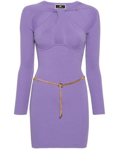 Elisabetta Franchi Cut-out Detail Mini Dress - Purple