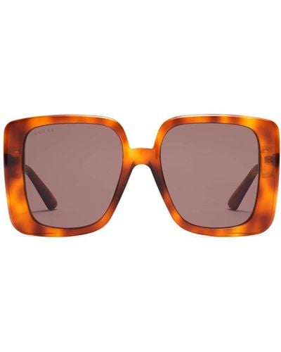 Gucci Oversized-Sonnenbrille in Schildpattoptik - Rot