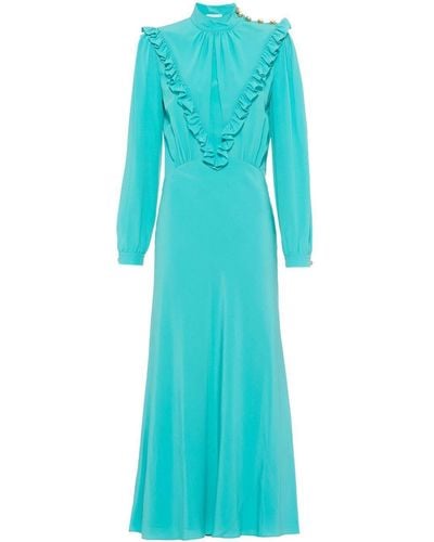 Miu Miu Kleid mit Rüschen - Blau