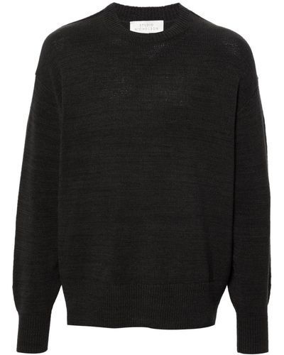 Studio Nicholson Crew-neck Fine-knit Sweater - Black