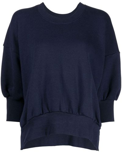 Yohji Yamamoto Crop-sleeves Cotton-blend Sweatshirt - Blue