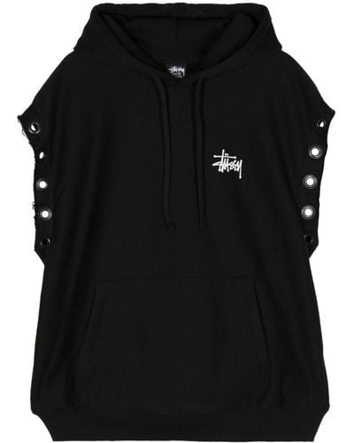 Junya Watanabe X Stussy logo-print sleeveless hoodie - Noir