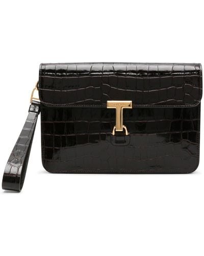 Tom Ford T Pin Leather Clutch Bag - Black