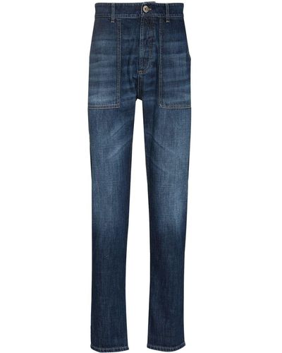 Brunello Cucinelli Straight-Leg-Jeans mit hohem Bund - Blau