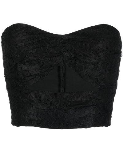 Amen Cropped-Top mit gerafften Details - Schwarz