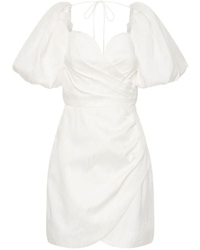 Rebecca Vallance Chene Puff-sleeved Mini Dress - White