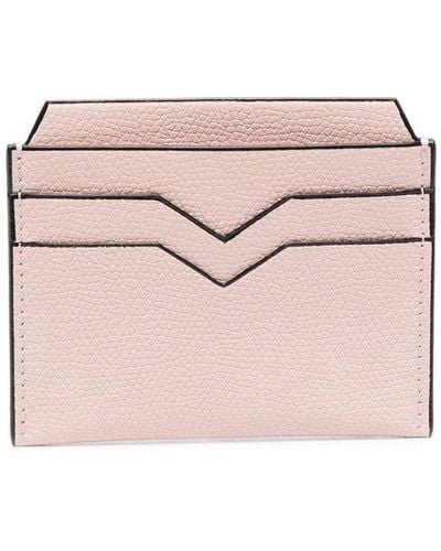 Valextra V-shape Detail Leather Cardholder - Pink